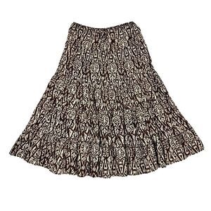 Christopher & Banks Women Tiered Drawstring Midi Skirt M 100% Cotton Resort Boho